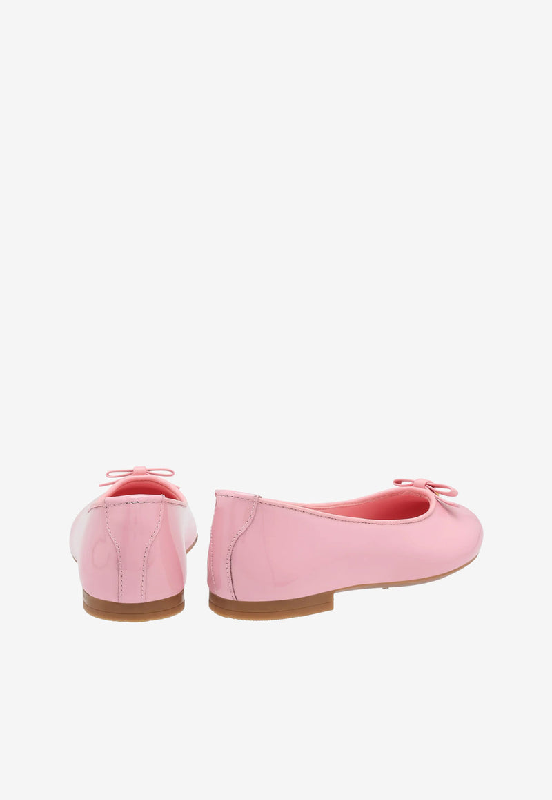 Dolce 
Gabbana Kids Girls Leather Ballerinas with Logo Charm D10341 A1328 80416 Pink