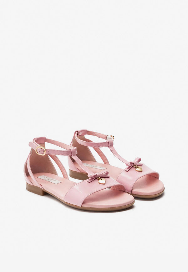 Dolce 
Gabbana Kids Girls T-strap Patent Leather Sandals D10457 A1328 80416 Pink