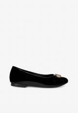 Dolce 
Gabbana Kids Girls Crystal DG Logo Ballet Flats in Patent Leather D10510 A1153 80999 Black