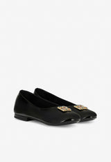 Dolce 
Gabbana Kids Girls Crystal DG Logo Ballet Flats in Patent Leather D10510 A1153 80999 Black