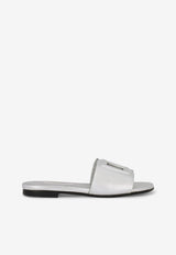 Dolce 
Gabbana Kids Girls DG Millennial Laminated Flat Sandals Silver D11032 A5439 80998