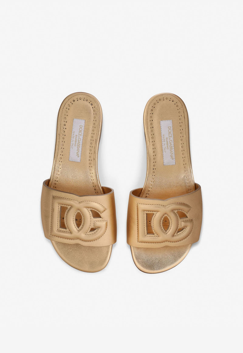 Dolce 
Gabbana Kids Girls DG Millennials Metallic Leather Sandals D11032 A5439 87080 Gold