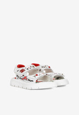 Dolce 
Gabbana Kids Girls Poppy Print Sandals in Calf Leather White D11127 AS128 HA3VN