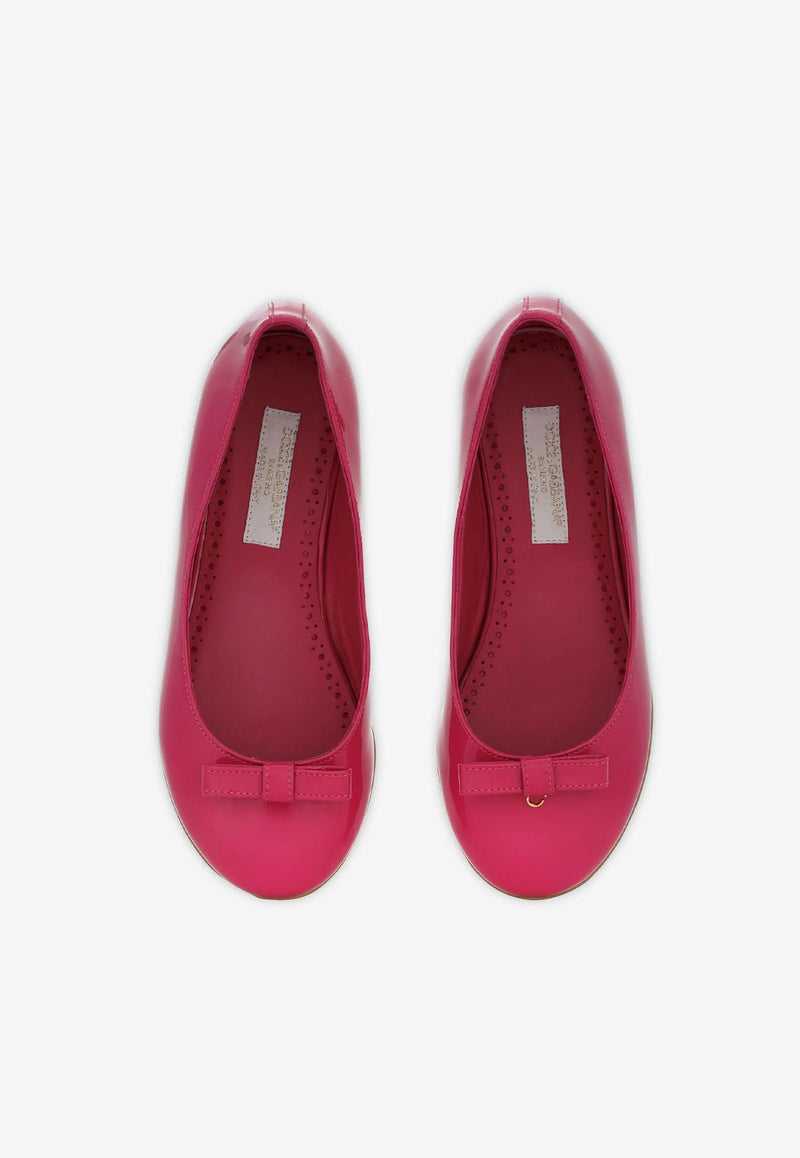 Dolce 
Gabbana Kids Girls DG Logo Patent Leather Ballet Flats Fuchsia D11141 A1328 80411