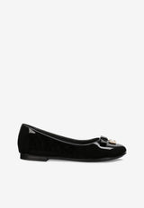 Dolce 
Gabbana Kids Girls DG Logo Patent Leather Ballet Flats Black D11141 A1328 80999