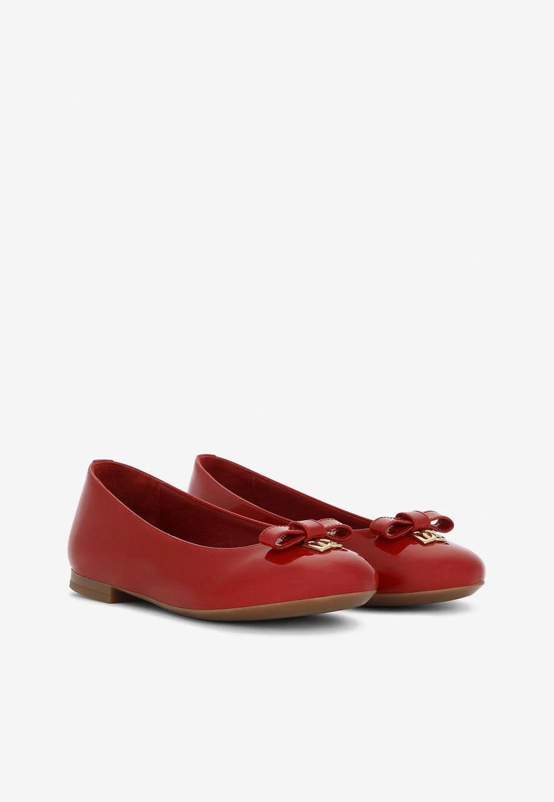 Dolce 
Gabbana Kids Girls DG Logo Ballerinas with Bow Detail Red D11141 A1328 87124