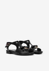 Dolce 
Gabbana Kids Girls Logo-Plaque Sandals Black D11155 A1328 80999