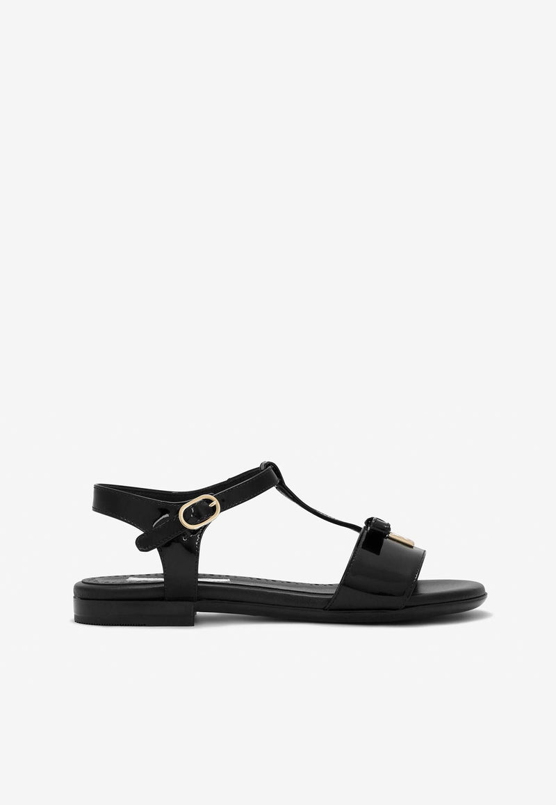 Dolce 
Gabbana Kids Girls Logo-Plaque Sandals Black D11155 A1328 80999