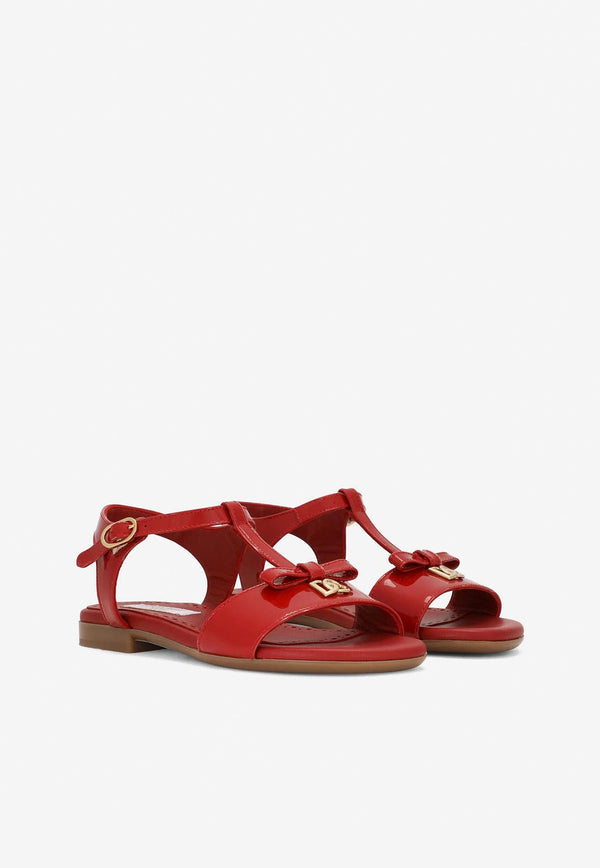 Dolce 
Gabbana Kids Girls DG Logo Patent Leather Sandals Red D11155 A1328 87124