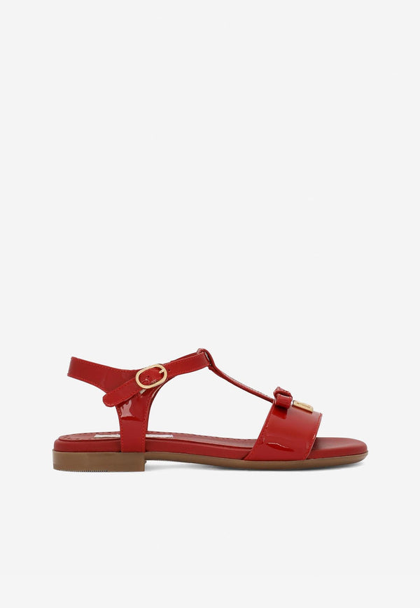 Dolce 
Gabbana Kids Girls DG Logo Patent Leather Sandals Red D11155 A1328 87124