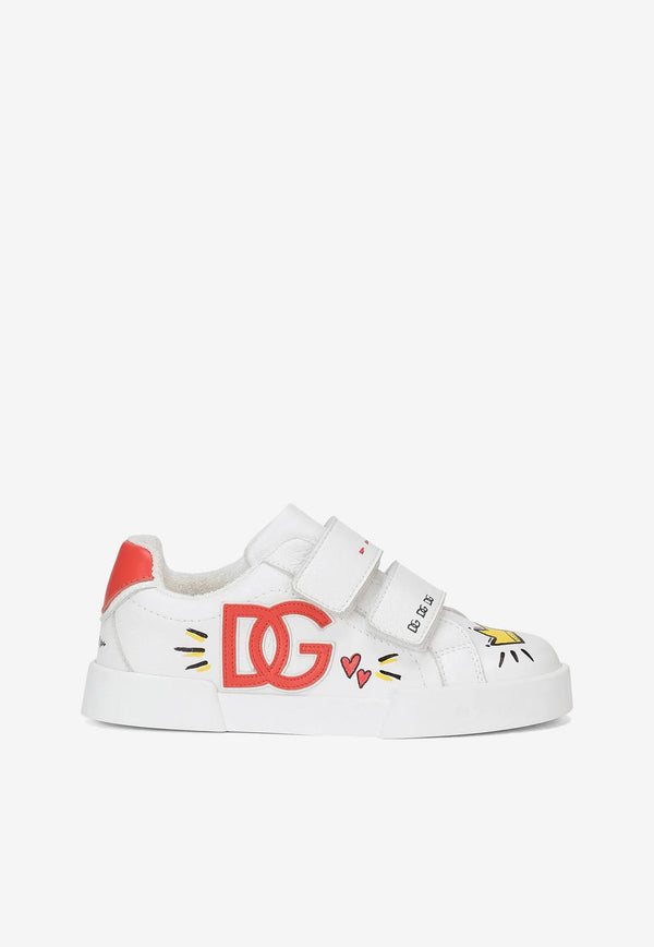 Dolce 
Gabbana Kids Girls Portofino DG Logo Sneakers White D11158 AP884 HWF57