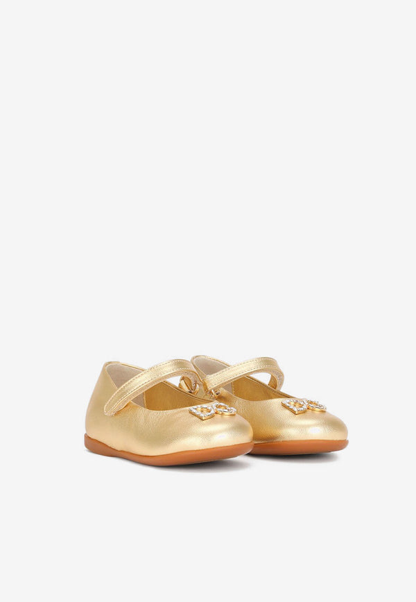 Dolce 
Gabbana Kids Baby Girls Mary Jane Metallic Leather Ballerinas D20057 A6C66 89869 Gold