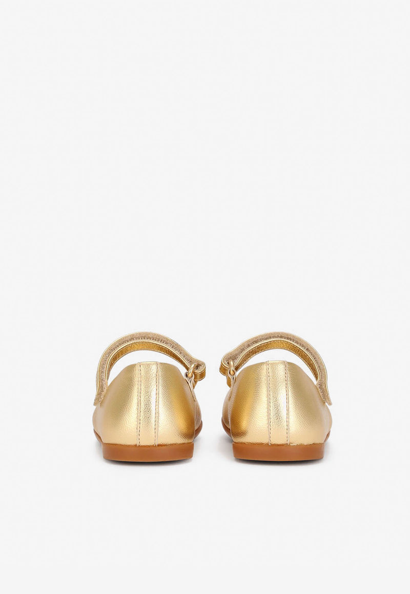 Dolce 
Gabbana Kids Baby Girls Mary Jane Metallic Leather Ballerinas D20057 A6C66 89869 Gold