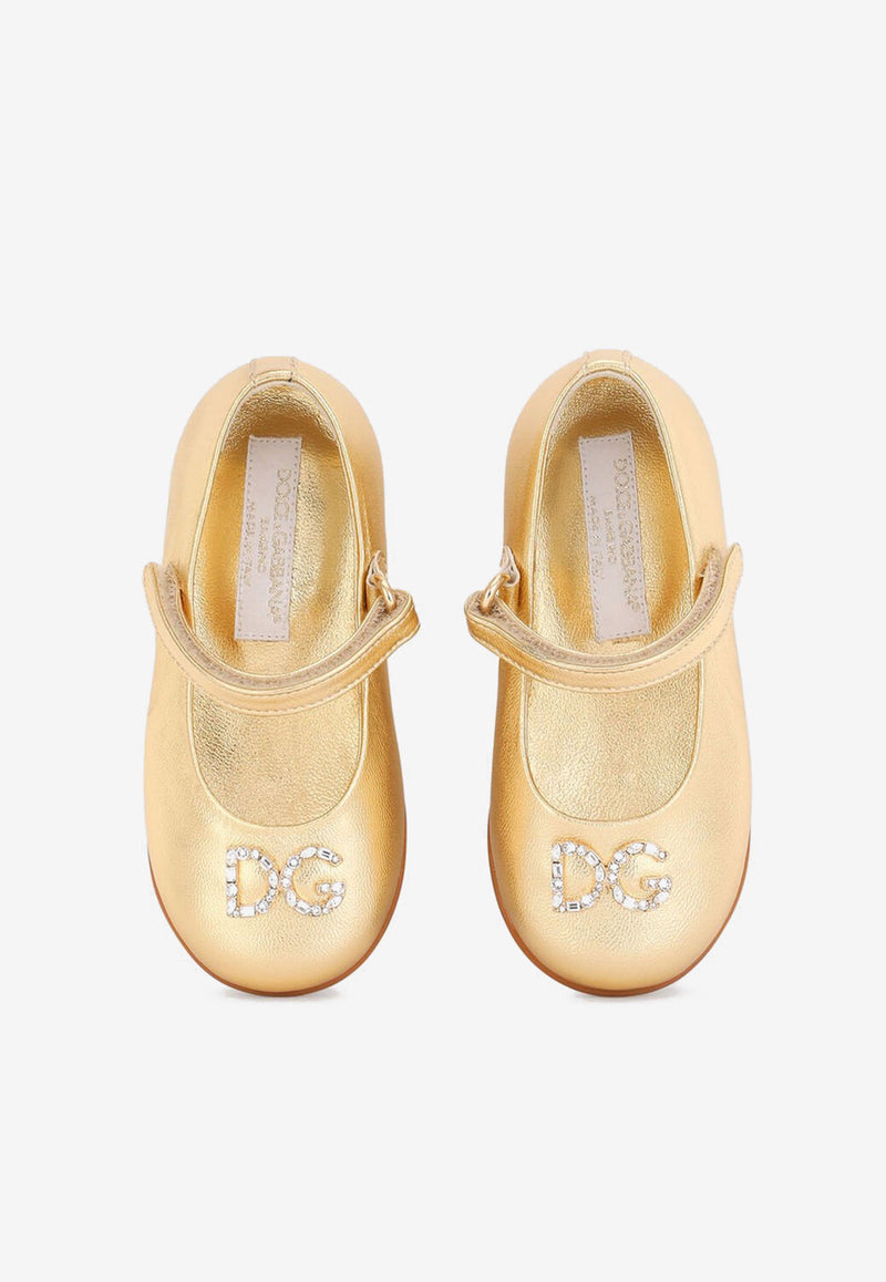 Dolce 
Gabbana Kids Baby Girls Mary Jane Metallic Leather Ballerinas D20057 A6C66 89869 Gold