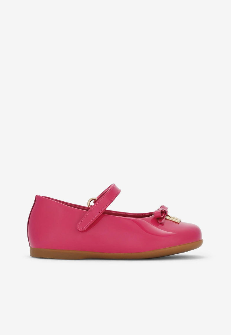 Dolce 
Gabbana Kids Baby Girls DG Logo Patent Leather Ballet Flats with Strap Fuchsia D20081 A1328 80411