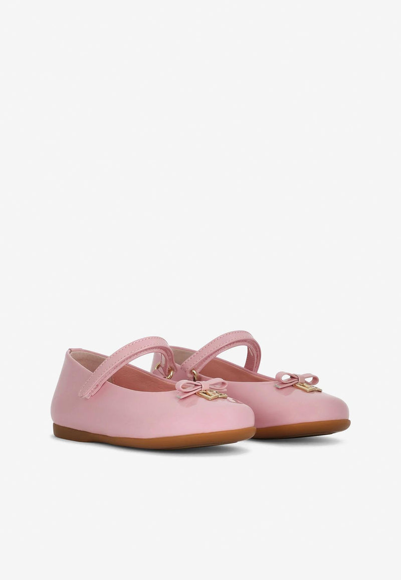 Dolce 
Gabbana Kids Baby Girls DG Logo Patent Leather Ballet Flats with Strap Pink D20081 A1328 80416