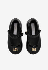 Dolce 
Gabbana Kids Baby Girls DG Logo Patent Leather Ballet Flats with Strap Black D20081 A1328 80999