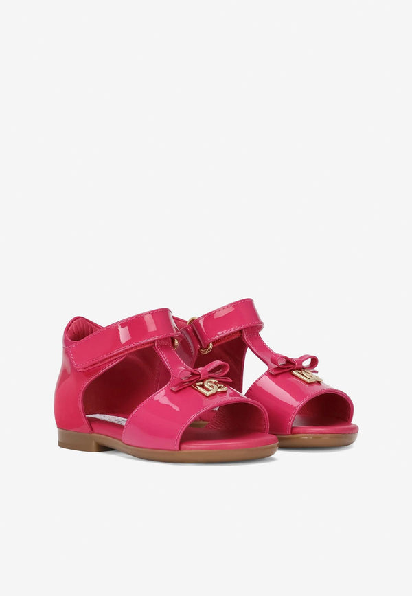 Dolce 
Gabbana Kids Baby Girls DG Logo Patent Leather Sandals Pink D20082 A1328 80411