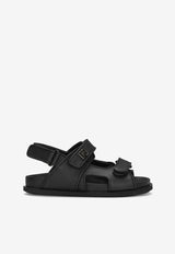 Dolce 
Gabbana Kids Boys Logo-Plaque Double-Strap Sandals Black DA5098 A1293 80999