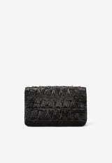 Versace Virtus Velvet Shoulder Bag DBFH822 1A06489 1B00V Black