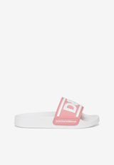 Dolce 
Gabbana Kids Girls Logo Print Slides Pink DD0320 AQ858 8B405