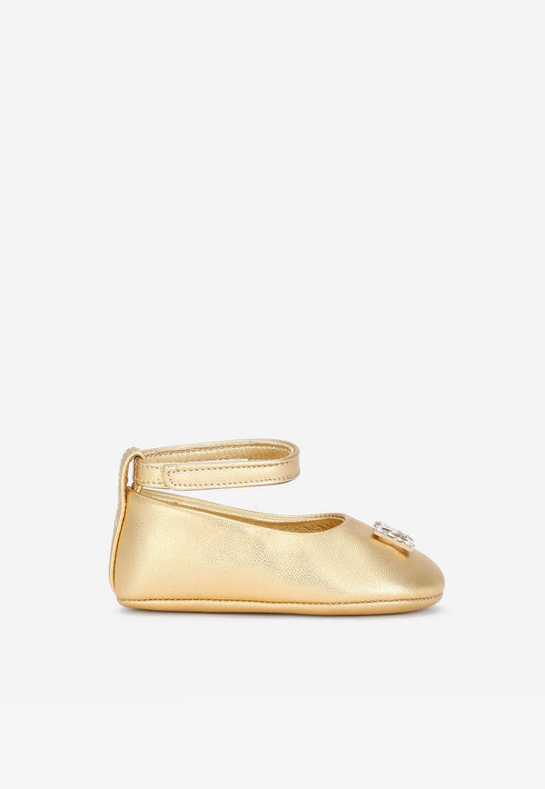 Dolce 
Gabbana Kids Baby Girls DG Ballet Flats in Metallic Nappa Leather Gold DK0065 A6C66 89869