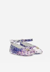 Dolce 
Gabbana Kids Baby Girls Wisteria Print Ballet Flats in Nappa Leather Lavender DK0065 AQ287 HA3JE