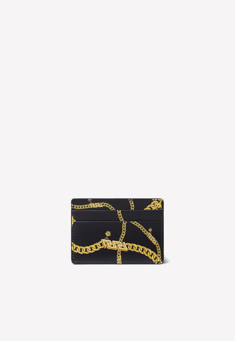 Versace Medusa Chain Cardholder in Calf Leather DPN2467 1A02638 5B00V Black