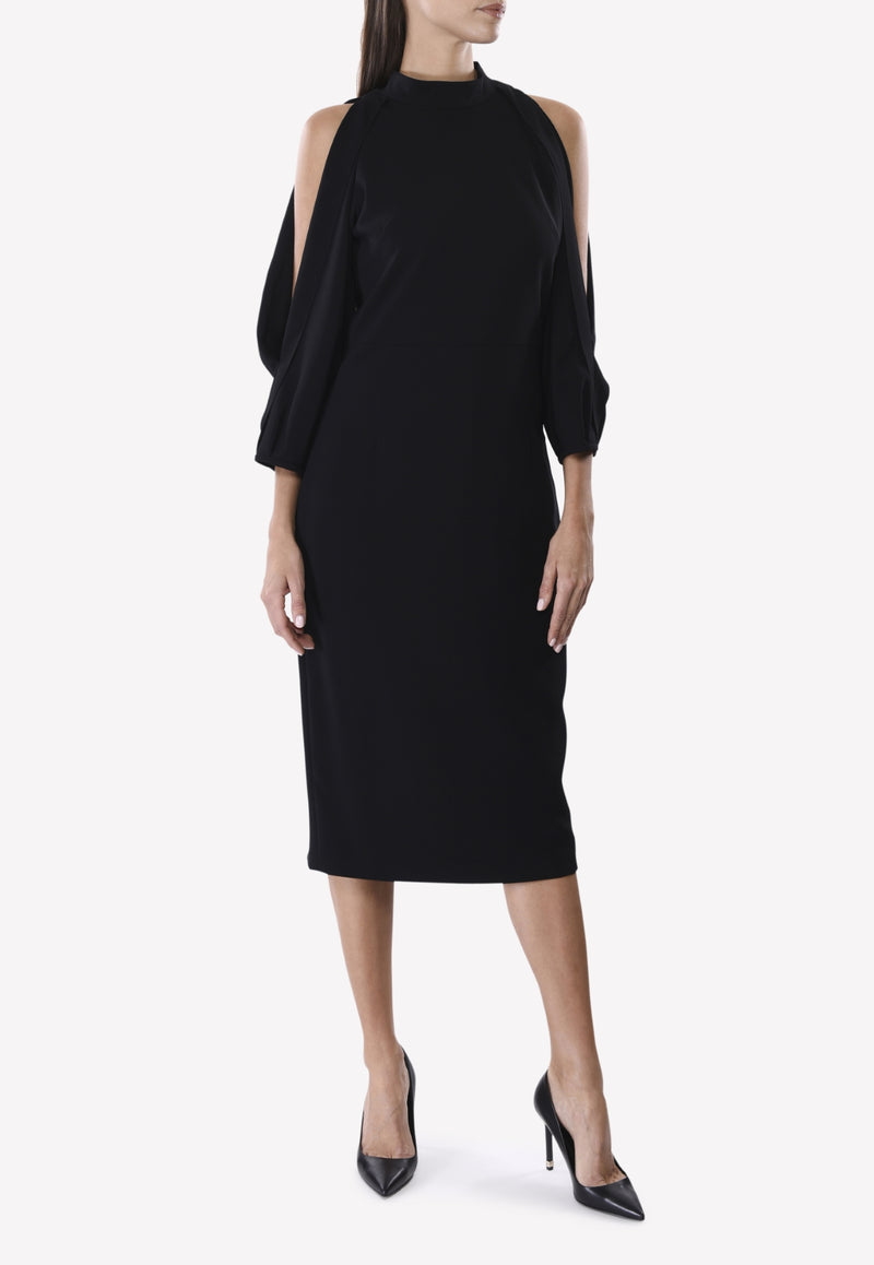 Cushnie et Ochs Black Cold-Shoulder Pencil Dress 11734305-BLK