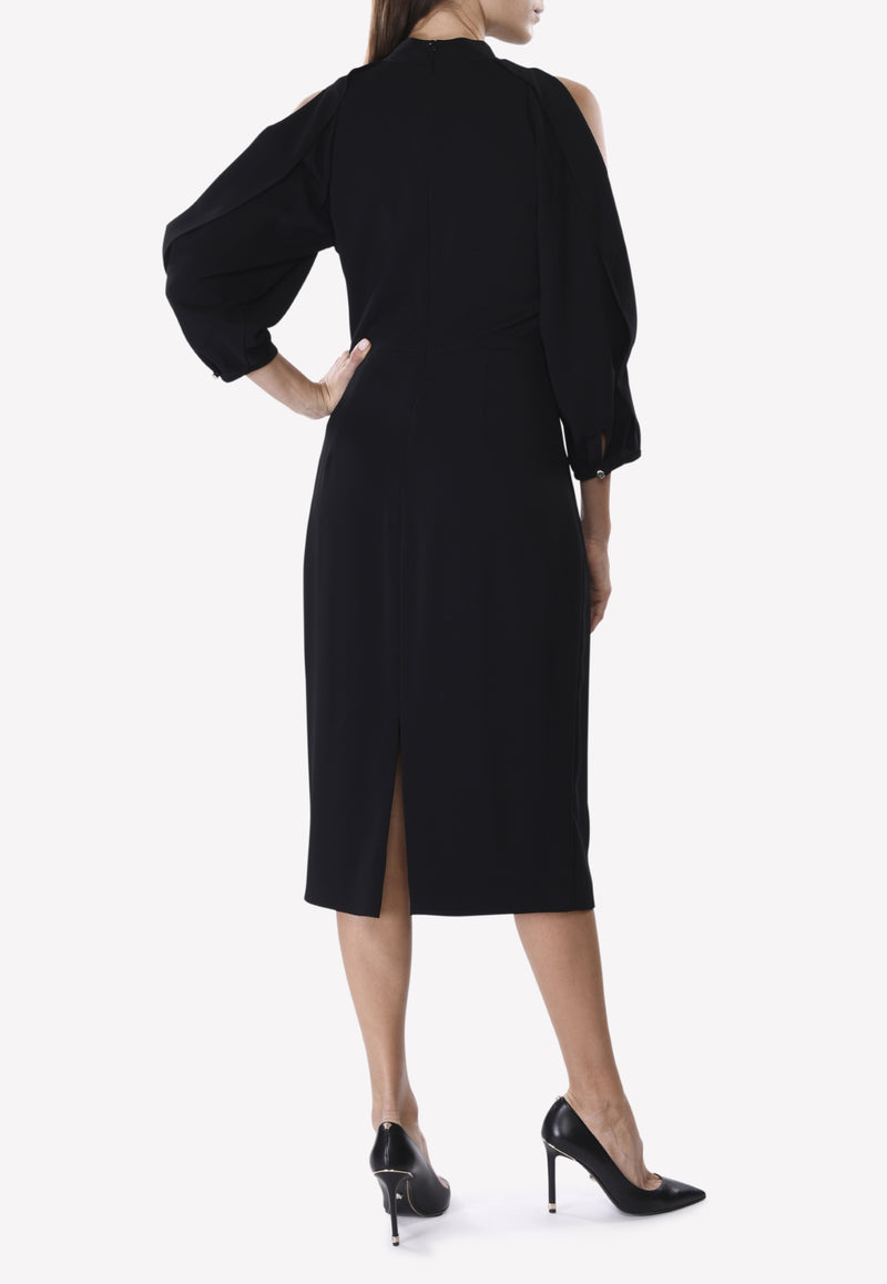 Cushnie et Ochs Black Cold-Shoulder Pencil Dress 11734305-BLK