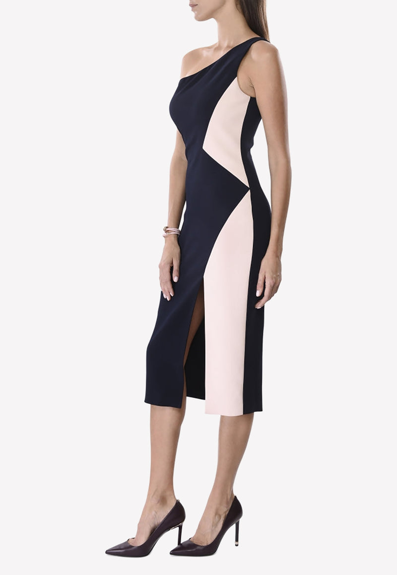 Cushnie et Ochs Patchi Colorblock One-Shoulder Sheath Dress 11733812 Blue