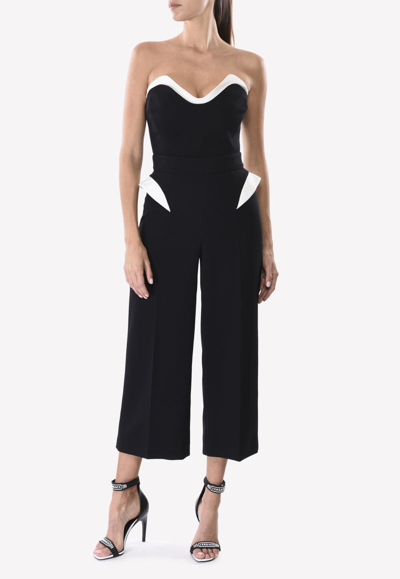 Mugler Momochrome Cropped High-Waist Wide-Leg Pants 17S PANTP182B431B