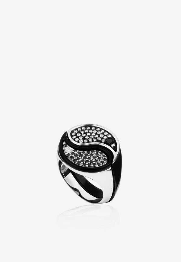 EÉRA Special Order - Yin Yang Diamond Ring in 18-karat Black and White Gold Black YYRIME09U1