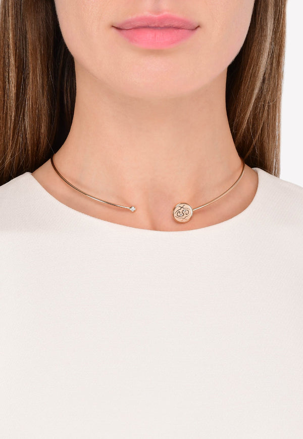 Intisars Me Oh Me Pearly Off-White Luminous 18K Rose Gold Diamond Choker White