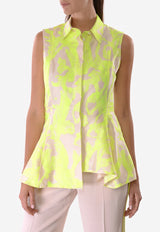 Jason Wu Yellow Sleeveless Printed Flared Shirt S1702016A 2442