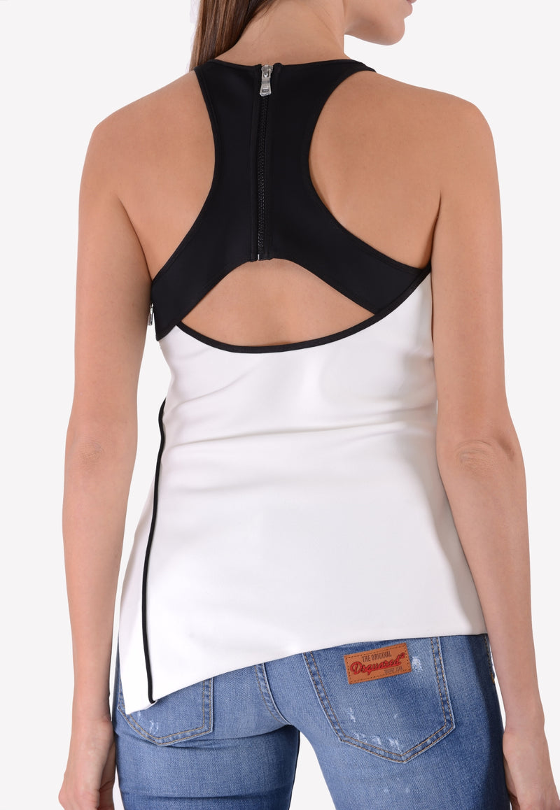 Mugler Monochrome Halter Neck Top with Side Zip Slit 17S TOPST390431B