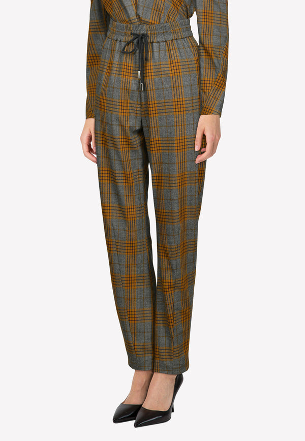 Dawei Checked Straight-Leg Pants 20FP03-T16 Brown