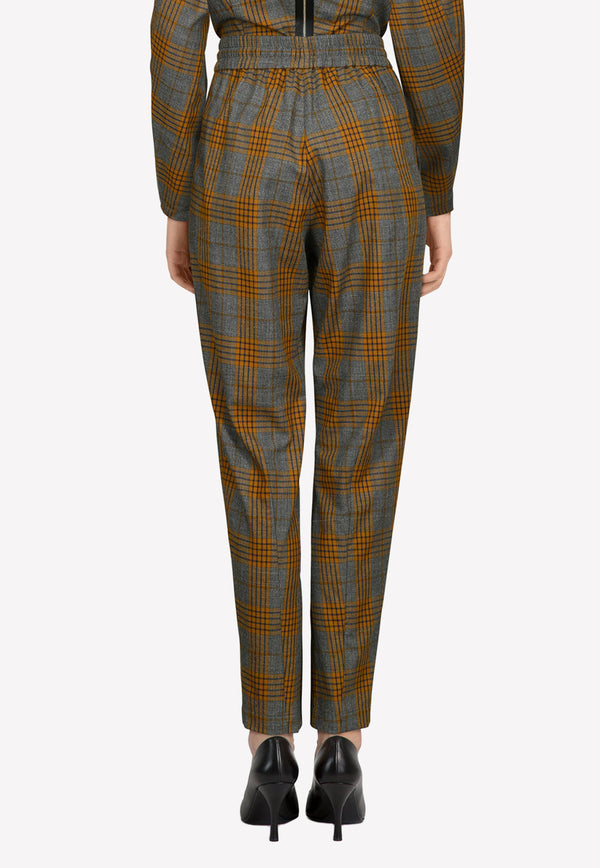 Dawei Checked Straight-Leg Pants 20FP03-T16 Brown