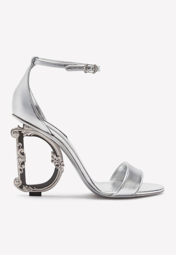 Keira 105 DG Baroque Heel Sandals in Metallic Leather