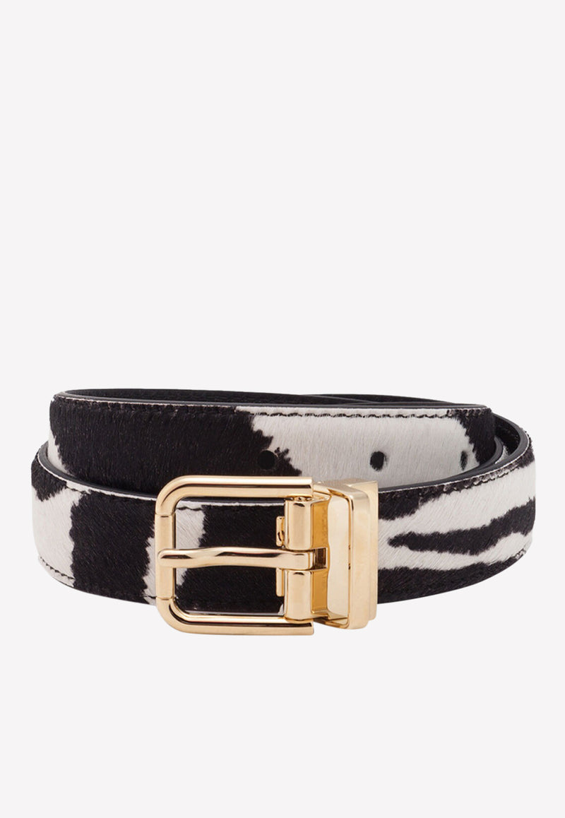 Zebra Print Belt in Pony-Style Calfskin