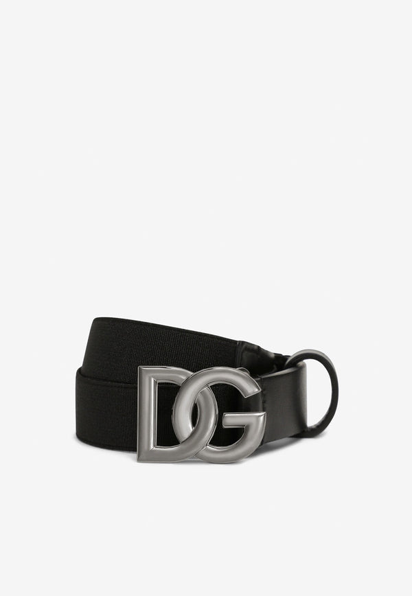 Dolce 
Gabbana Kids Boys DG Logo Buckle Stretch Belt Black EC0076 AQ616 80999