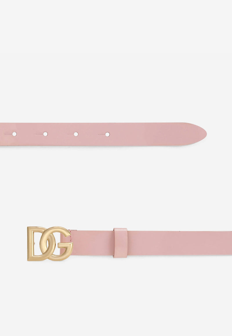 Dolce 
Gabbana Kids Girls DG Logo Buckle Belt in Patent Leather Pink EE0062 A1471 80416