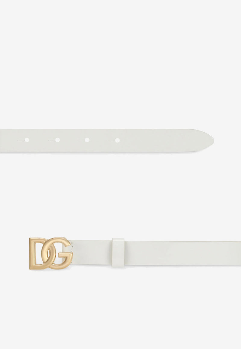 Dolce 
Gabbana Kids Girls DG Logo Buckle Belt in Patent Leather White EE0062 A1471 87682