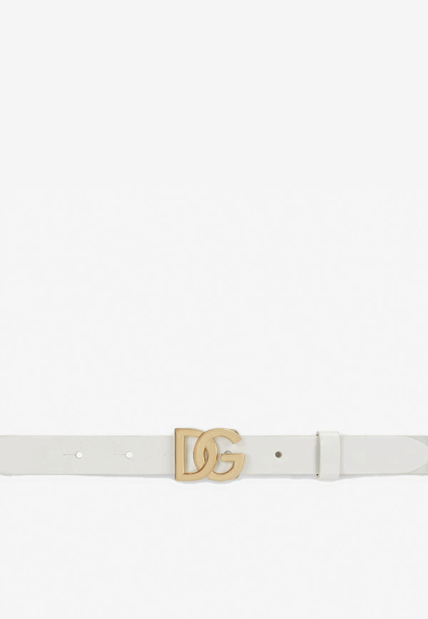 Dolce 
Gabbana Kids Girls DG Logo Buckle Belt in Patent Leather White EE0062 A1471 87682