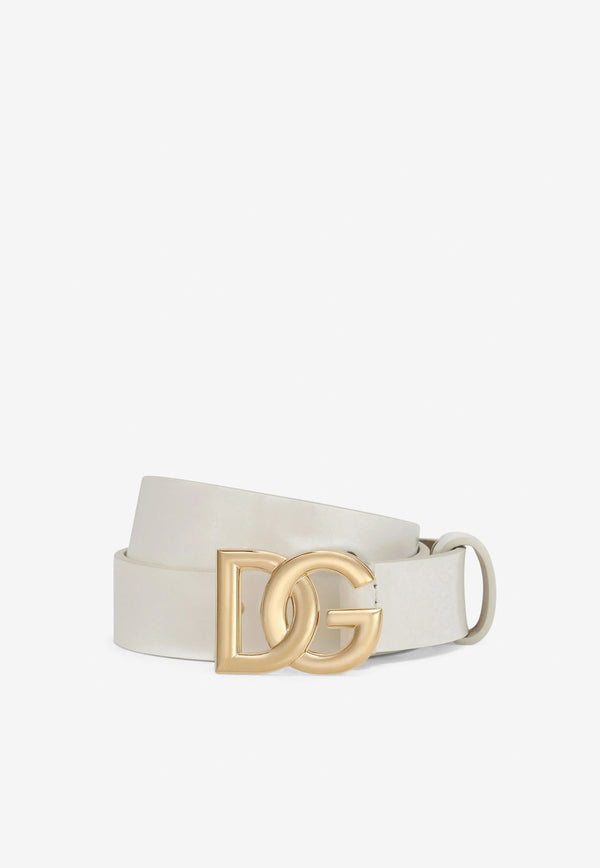 Dolce 
Gabbana Kids Girls DG Logo Buckle Belt in Patent Leather White EE0062 A1471 87682