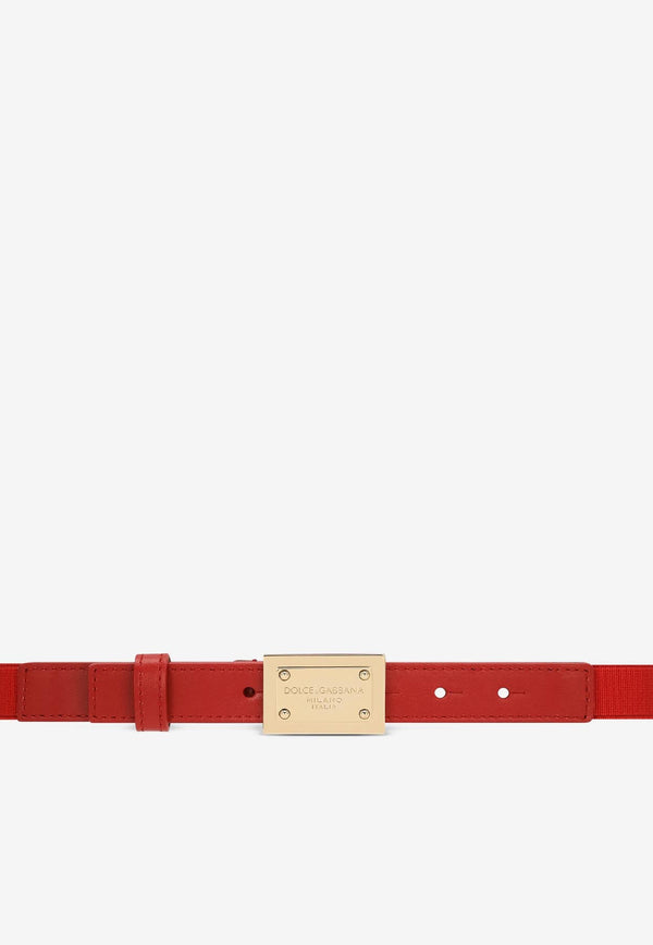 Dolce 
Gabbana Kids Girls Logo Plaque Buckle Belt Red EE0064 AE271 80303