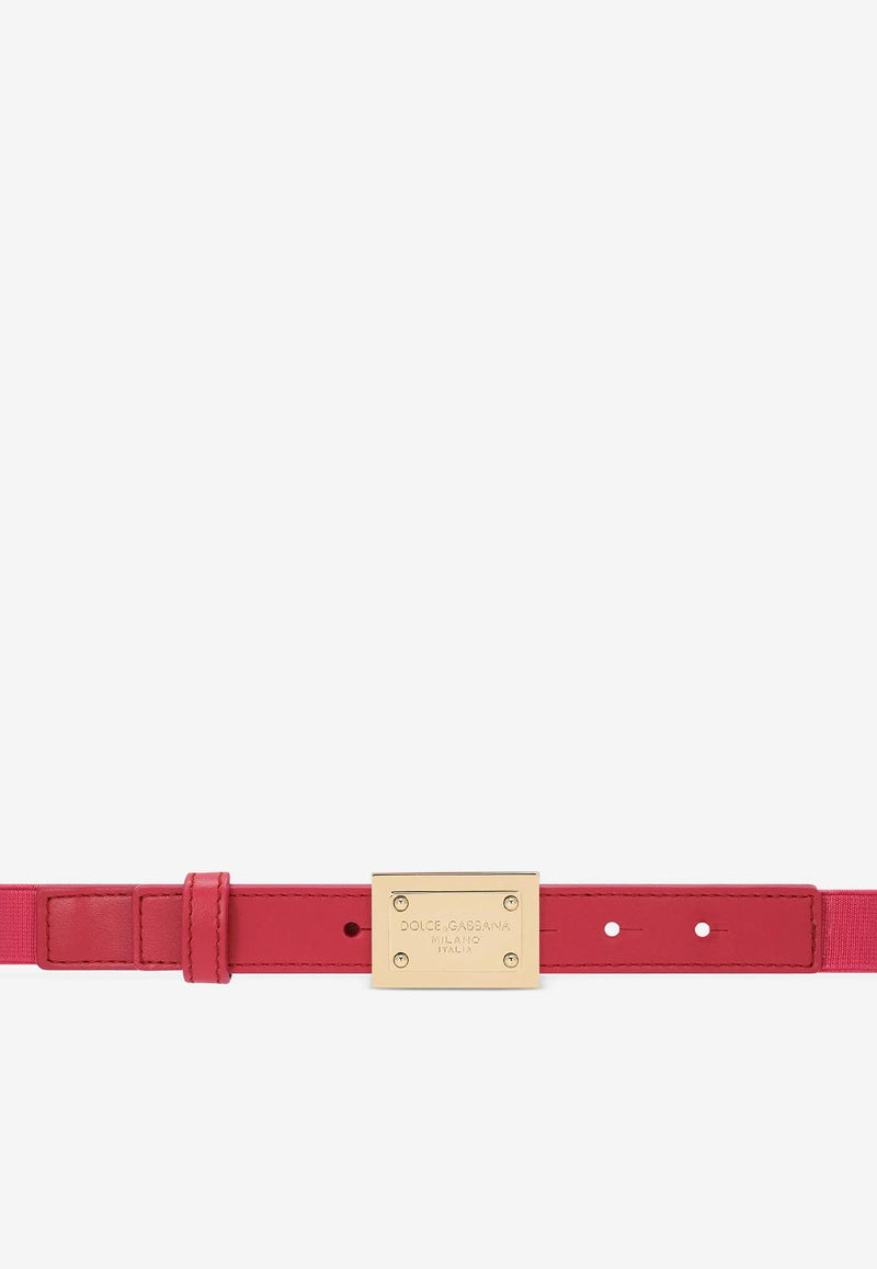 Dolce 
Gabbana Kids Girls Logo Plaque Buckle Belt Fuchsia EE0064 AE271 8H420