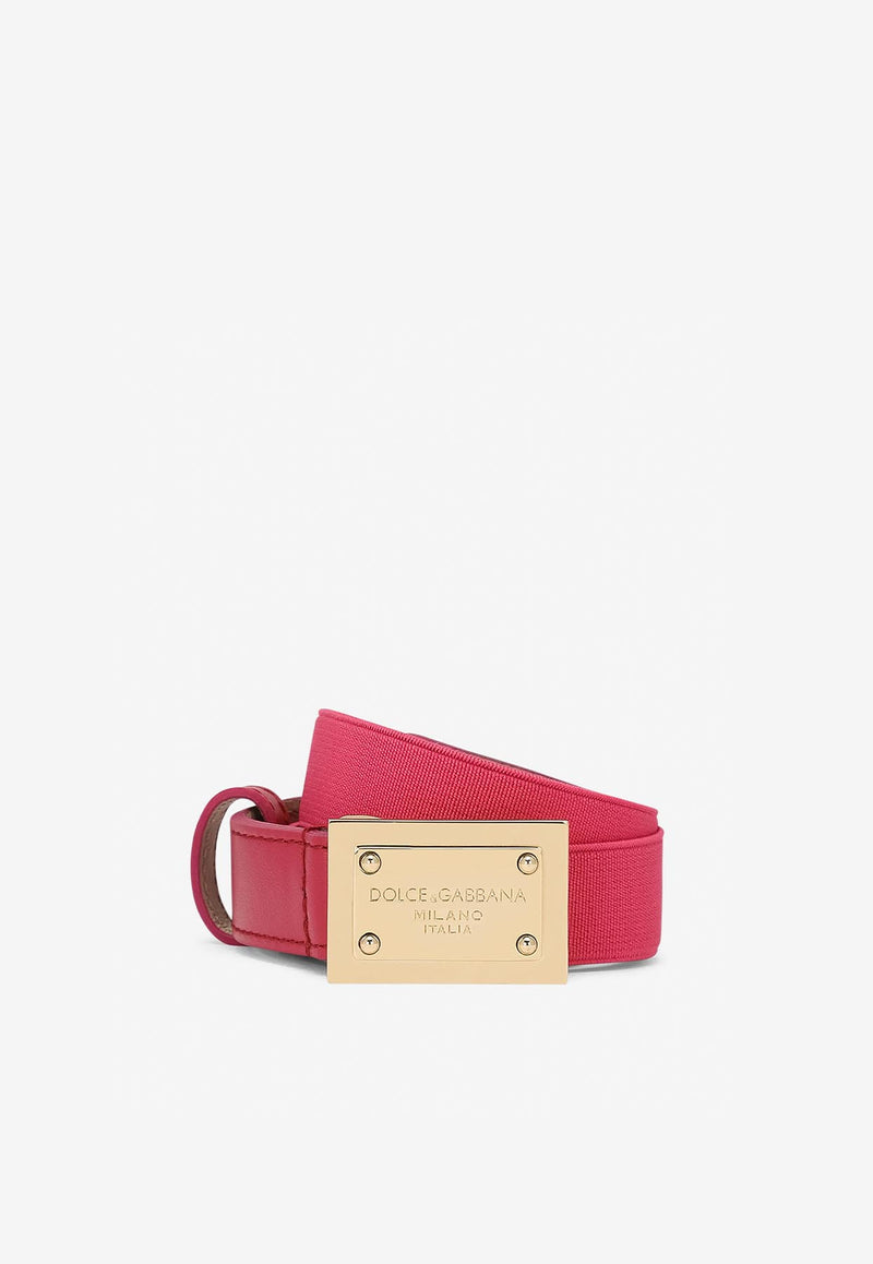 Dolce 
Gabbana Kids Girls Logo Plaque Buckle Belt Fuchsia EE0064 AE271 8H420