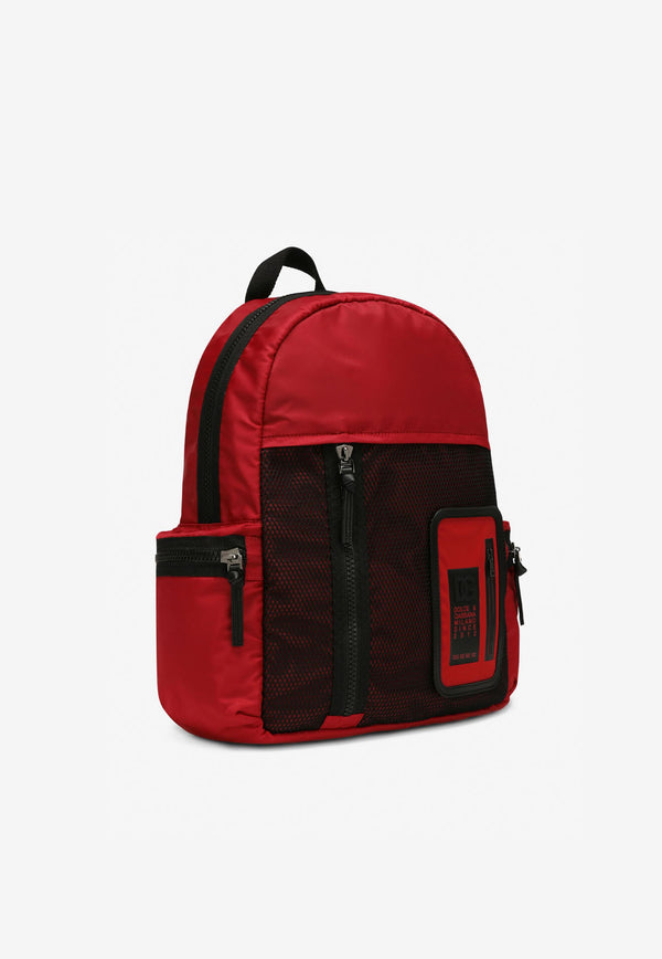 Dolce 
Gabbana Kids Boys Logo Patch Nylon Backpack Red EM0109 AQ914 8B541