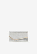 Jimmy Choo Emmie Glittered Clutch Bag Silver EMMIE GLE CHAMPAGNE